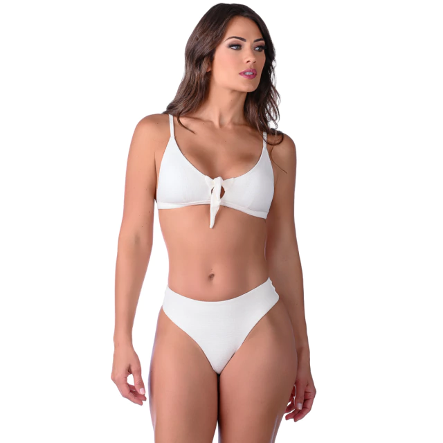 Biquíni Com Bojo e Cintura Baixa - Texturizado Off White - comprar online