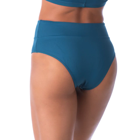 Calcinha de Biquíni Hot Pants Cós Duplo Petróleo - comprar online