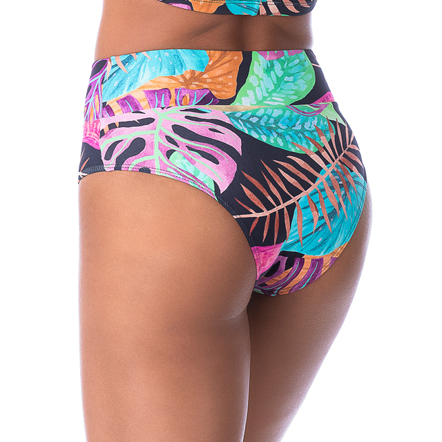 Calcinha de Biquíni Hot Pants Cós Duplo Folhagem Marinho - comprar online