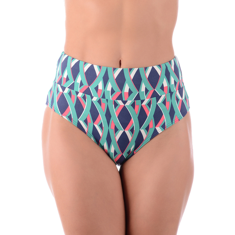 Calcinha de Biquíni Hot Pants Cós Duplo Abstrato Azul