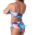 Biquíni Cropped Com Bojo Removível Cintura Baixa Folhagem Azul - comprar online