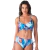 Biquíni Cropped Com Bojo Removível Cintura Baixa Folhagem Azul