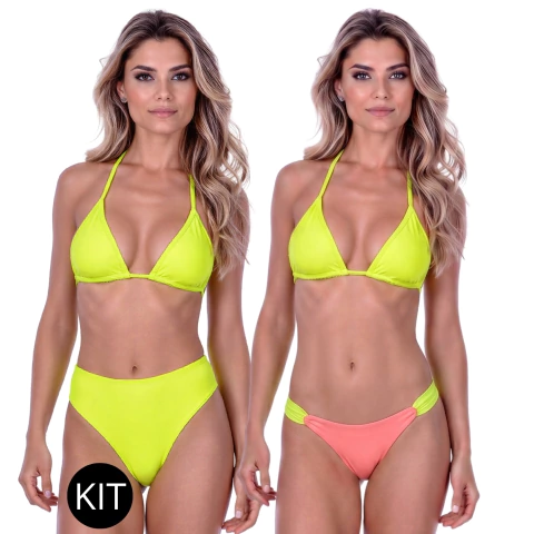 Kit Biquíni Cortininha Verde Neon
