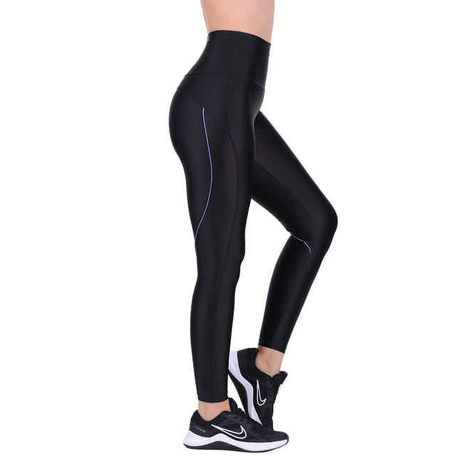 Calça Legging Fitness Cirrê Cós Alto Preta