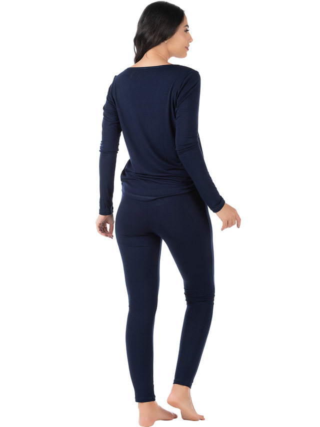Pijama Feminino Longo Azul