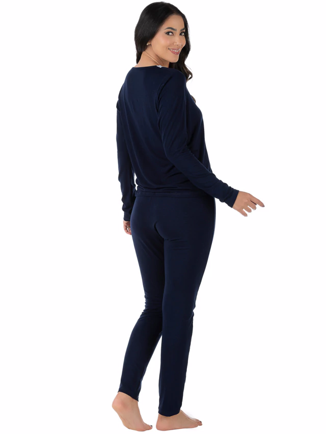 Pijama Feminino Longo Azul