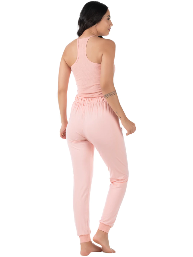 Pijama Feminino Com Alça Salmão