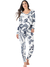 Pijama Feminino Longo Estampado Branco