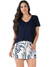Short Doll Feminino Manga Curta Estampado Branco