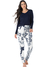 Pijama Feminino Longo Estampado Branco
