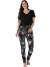 Pijama Feminino Manga Curta Estampado Preto
