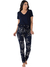 Pijama Feminino Manga Curta Estampado Azul