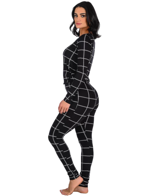 Pijama Feminino Longo Estampado Xadrez Preto - Summer Soul