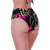 Calcinha de Biquíni Hot Pants Floral Preto Lateral Dupla Franzida