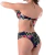 Conjunto de Biquíni Floral Preto Cintura Baixa Lateral Franzida