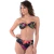Conjunto de Biquíni Tomara Que Caia Floral Preto Com Bojo e Alça Removível
