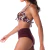 Conjunto de Biquíni Hot Pants Cós Franzido Marrom Escuro