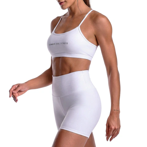 Conjunto Fitness Suplex Short Curto e Top Branco