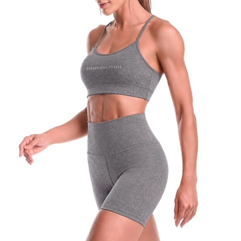 Conjunto Fitness Suplex Short Curto e Top Mescla