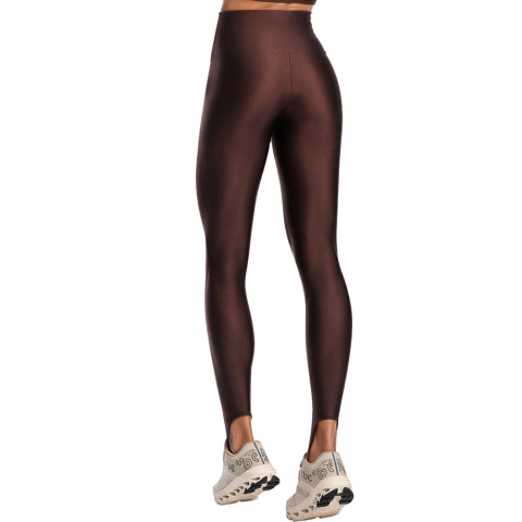 Calça Legging Fitness Pezinho Cós Alto de Cirrê Marrom - comprar online