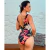 Maiô de Praia Com Bojo e Decote Floral Preto