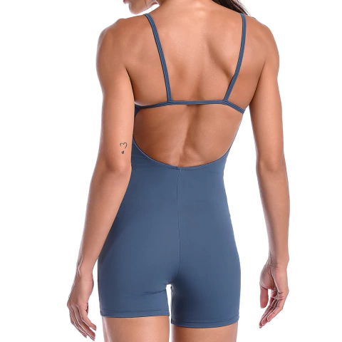 Macaquinho Fitness Feminino Suplex Azul - Conforto e Estilo para Treinos - comprar online