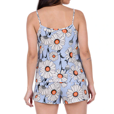 Short Doll Feminino Com Alça Floral Azul - comprar online