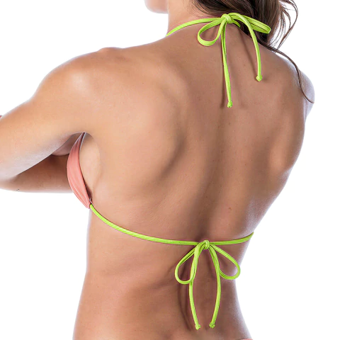 Top Biquíni Cortininha Coral Com Amarração e Bojo Removível na internet