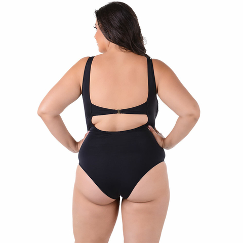 Maiô Plus Size Com Bojo Liso Preto - comprar online