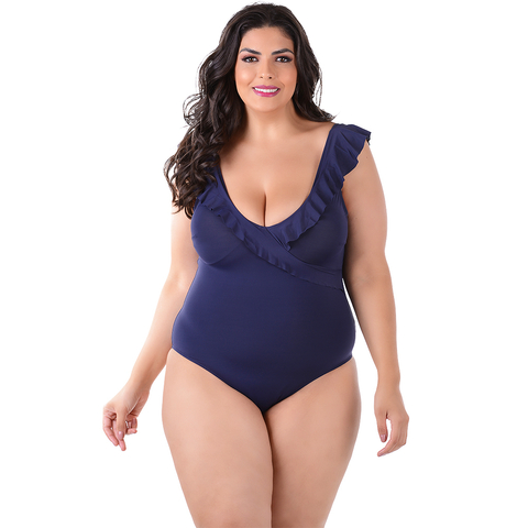 Maiô Plus Size Com Bojo Liso Azul Marinho
