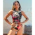 Body Floral Preto Com Decote e Fecho nas Costas
