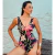 Maiô de Praia Com Bojo e Decote Floral Preto