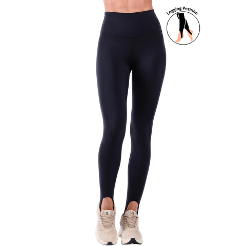 Calça Legging Fitness Pezinho Cós Alto de Suplex Preto