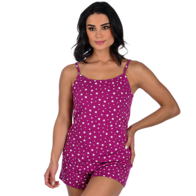 Short Doll Feminino Com Alça Estrelas Pink