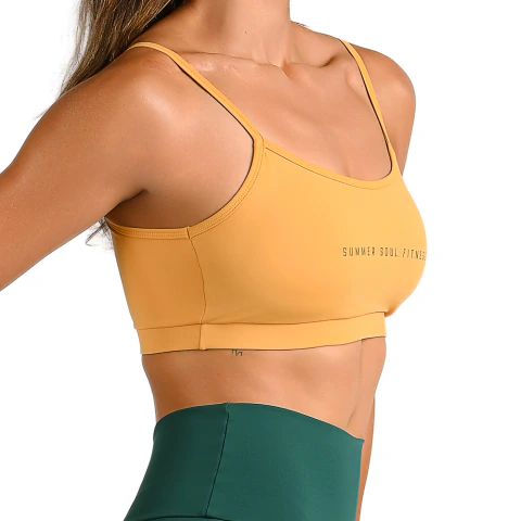 Conjunto Fitness Suplex Legging Com Bolso Verde e Top Amarelo Edição Copa - Live - loja online