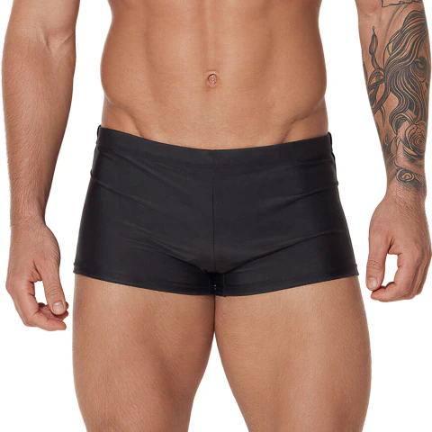 Sunga Boxer Masculina Lisa Preta com Modelagem Anatômica
