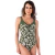 Maiô Decote V Com Fecho e Bojo Estampado Verde