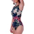 Body Floral Preto Com Decote e Fecho nas Costas