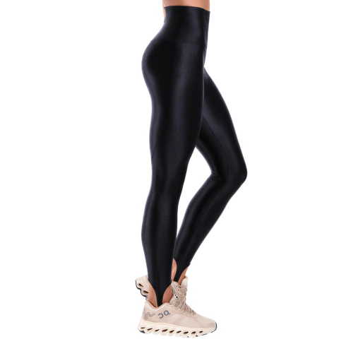 Calça Legging Fitness Pezinho Cós Alto de Cirrê Preto na internet