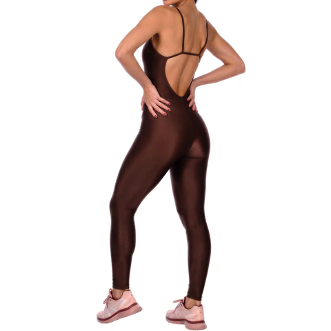 Macacão Longo Fitness Feminino Cirrê Marrom - Conforto e Estilo para Treinos na internet