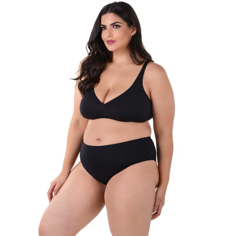 Biquíni Regata Sem Bojo Hot Pants Plus Size Preto Summer Soul - Summer Soul