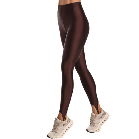 Calça Legging Fitness Pezinho Cós Alto de Cirrê Marrom na internet