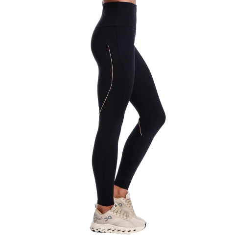 Conjunto Fitness Suplex Top Bojo Removível e Calça Cós Alto e Friso - Marrom e Preto - loja online