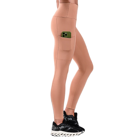 Conjunto Fitness Top Com Bojo Removível e Calça Cós Alto - Suplex Preto e Marrom - loja online