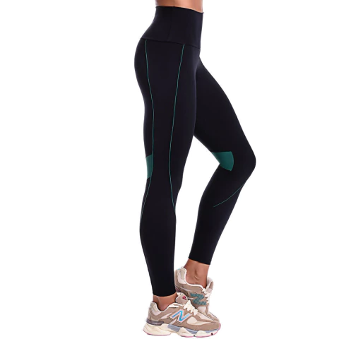 Conjunto Fitness Suplex Top Cós Largo e Calça Com Recorte - Verde e Preto - loja online