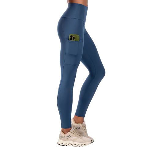 Conjunto Fitness Top Com Bojo Removível e Calça Cós Alto - Suplex Azul - loja online
