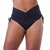 Calcinha de Biquíni Hot Pants Franzida Lisa Preta