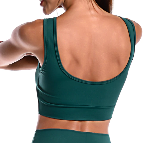 Imagem do Conjunto Fitness Top Com Bojo Removível e Calça Cós Alto - Suplex Verde