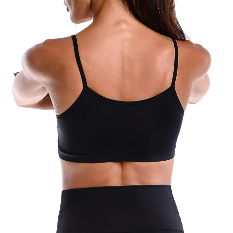 Conjunto Fitness Suplex Top Com Bojo Removível e Calça Cós Alto Preto - Summer Soul