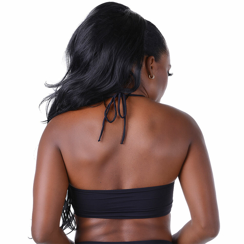 Biquíni Top Cropped Com Bojo e Babado Liso Preto - comprar online